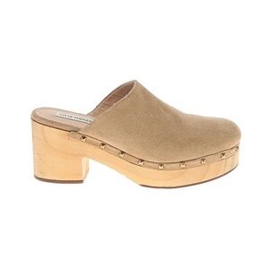 Steve Madden Beige Suede Studded Platform Clog Mules